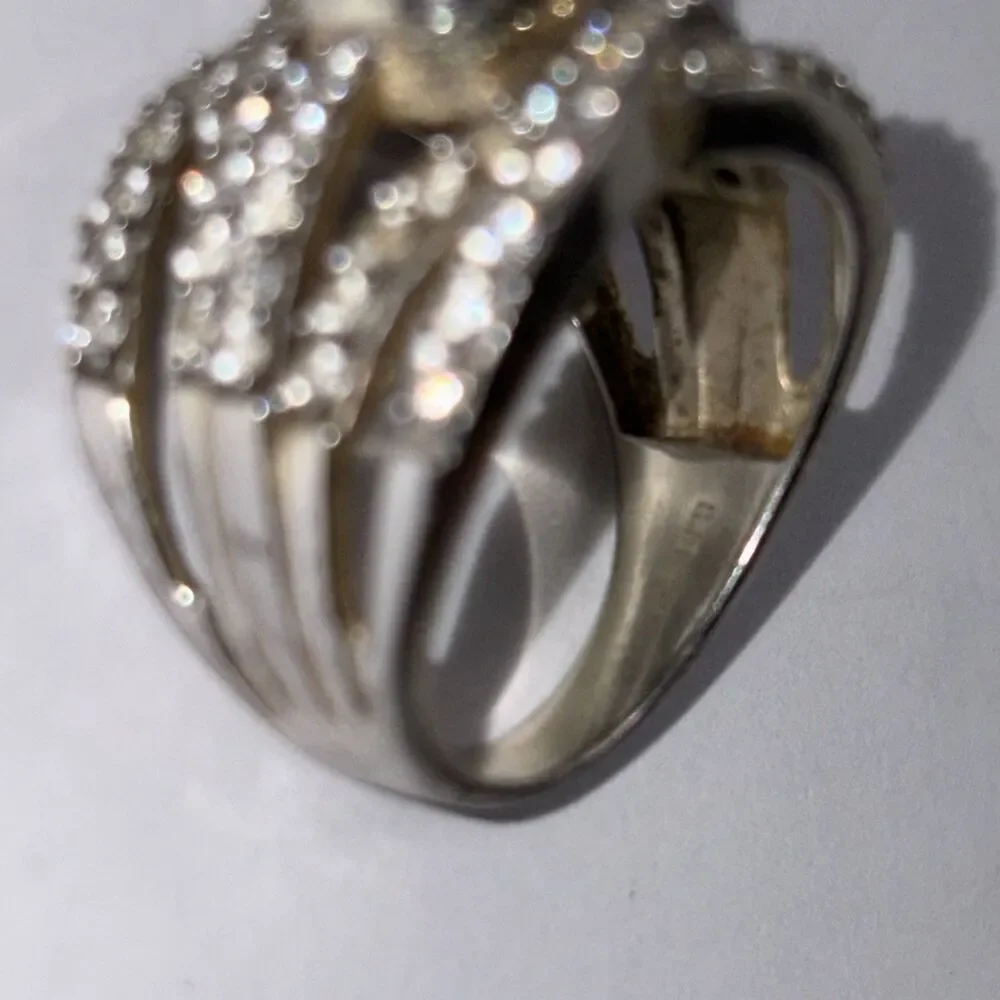 sjd Sterling Silver  925 cluster Ring cocktail Cubic Zirconia Size 8